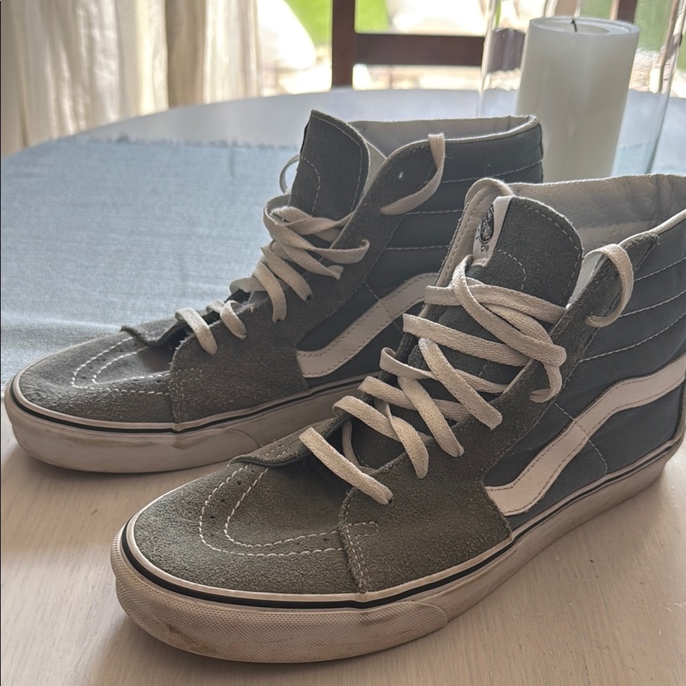 Vans Light Blue and White High-Top Sneakers